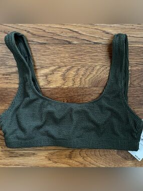 Good American Olive Textured Scoop Bralette